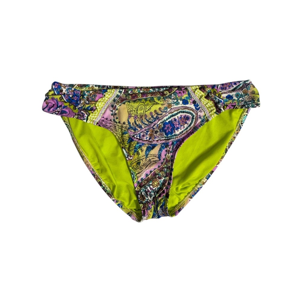 Lucky Brand Swim Bikini Bottoms Sz M Paisley Floral Boho Colorful Festival Beach